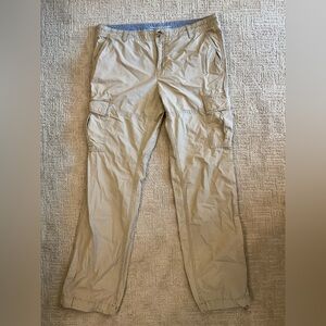 💛🍃 Banana Republic Cargo Travel Utility Pants Tan Cotton Size 14 Gorpcore EUC